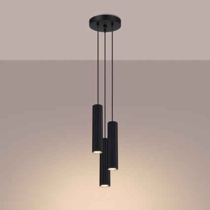 Κρεμαστό φωτιστικό οροφής KARBON 3xGU10/10W/230V μαύρο