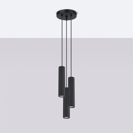 Κρεμαστό φωτιστικό οροφής KARBON 3xGU10/10W/230V μαύρο