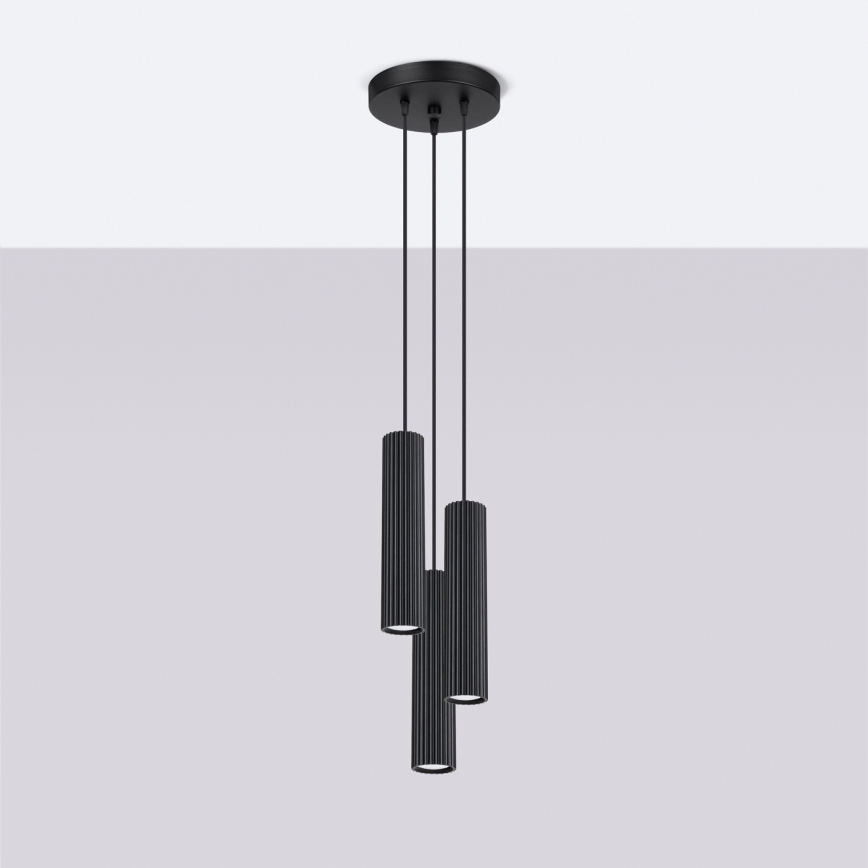 Κρεμαστό φωτιστικό οροφής KARBON 3xGU10/10W/230V μαύρο