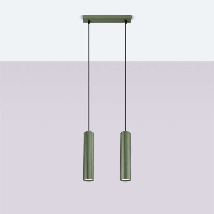 Κρεμαστό φωτιστικό οροφής KARBON 2xGU10/10W/230V πράσινο