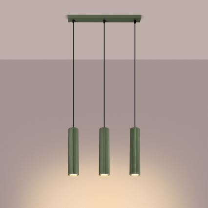 Κρεμαστό φωτιστικό οροφής KARBON 3xGU10/10W/230V πράσινο