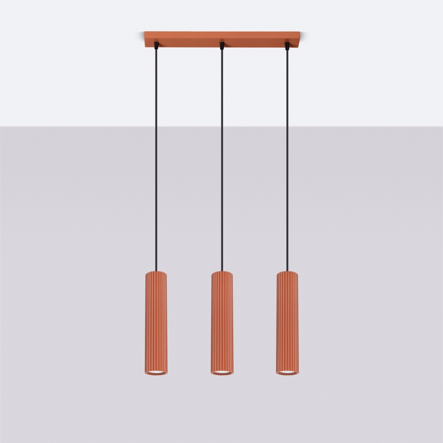 Κρεμαστό φωτιστικό οροφής KARBON 3xGU10/10W/230V κόκκινο