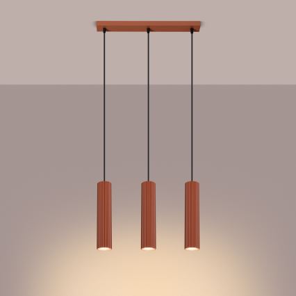 Κρεμαστό φωτιστικό οροφής KARBON 3xGU10/10W/230V κόκκινο