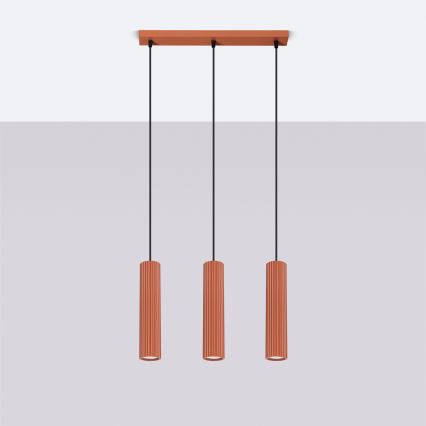 Κρεμαστό φωτιστικό οροφής KARBON 3xGU10/10W/230V κόκκινο