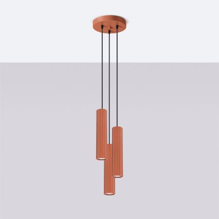 Κρεμαστό φωτιστικό οροφής KARBON 3xGU10/10W/230V κόκκινο