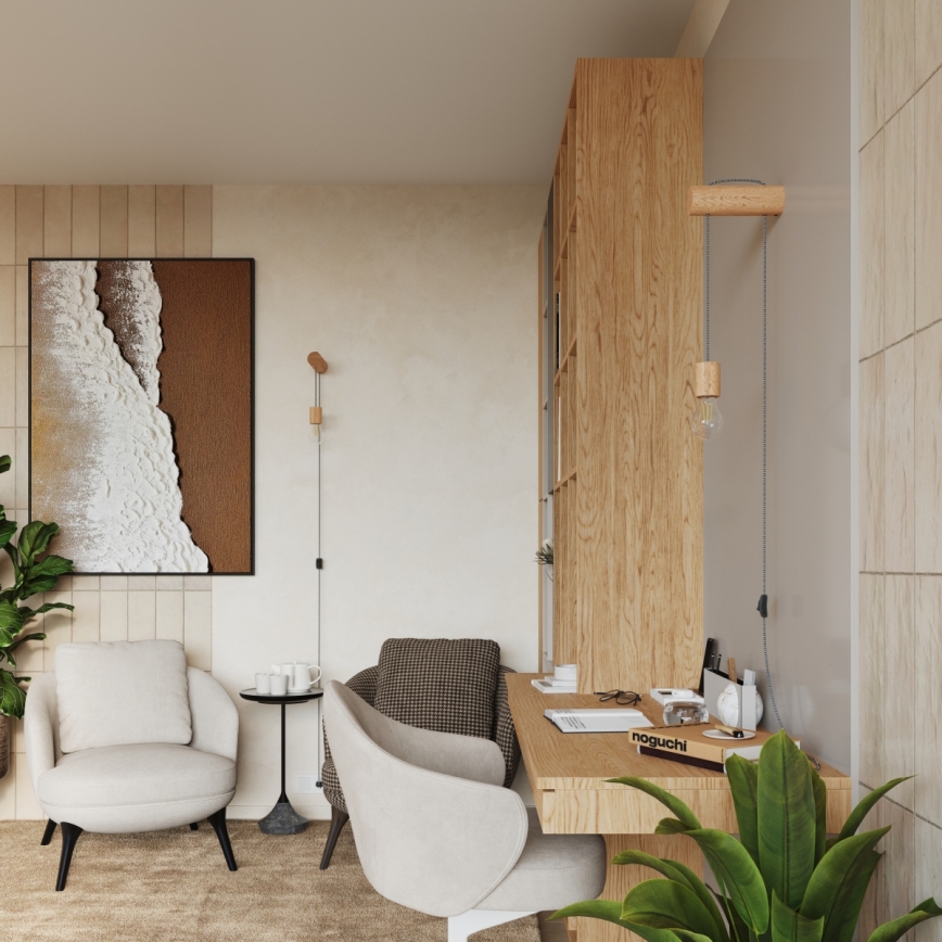 Λάμπα τοίχου NIMBI 1xE27/15W/230V οξιά