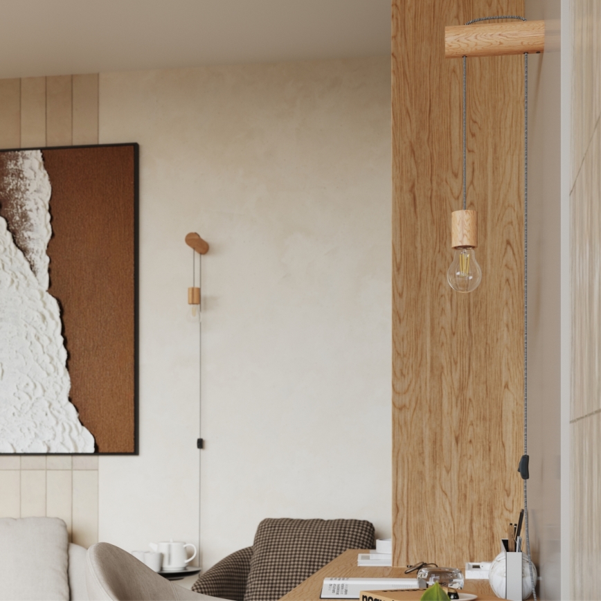 Λάμπα τοίχου NIMBI 1xE27/15W/230V οξιά