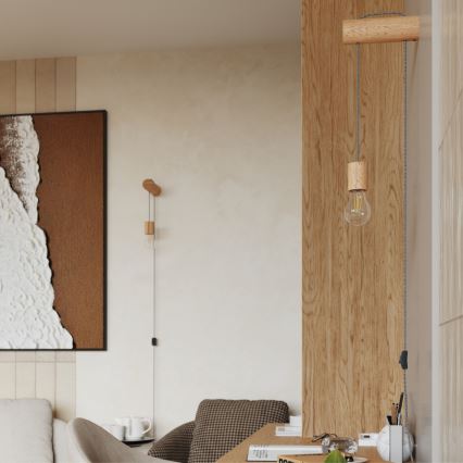 Λάμπα τοίχου NIMBI 1xE27/15W/230V οξιά