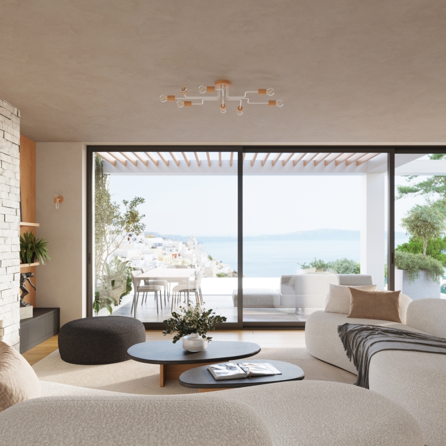 Λάμπα τοίχου TIMBO 1xE27/15W/230V λευκό/μπεζ/οξιά