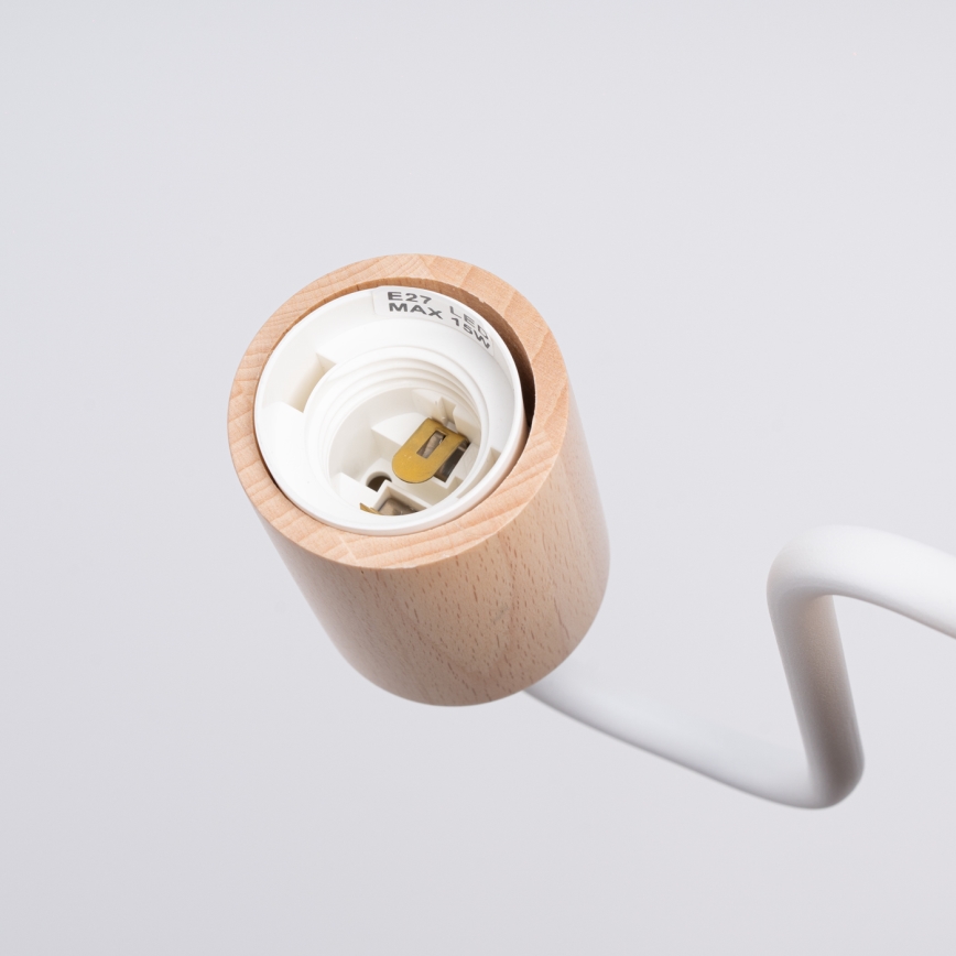 Λάμπα τοίχου TIMBO 1xE27/15W/230V λευκό/μπεζ/οξιά