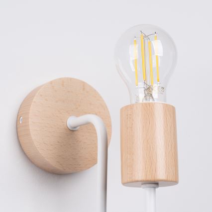 Λάμπα τοίχου TIMBO 1xE27/15W/230V λευκό/μπεζ/οξιά
