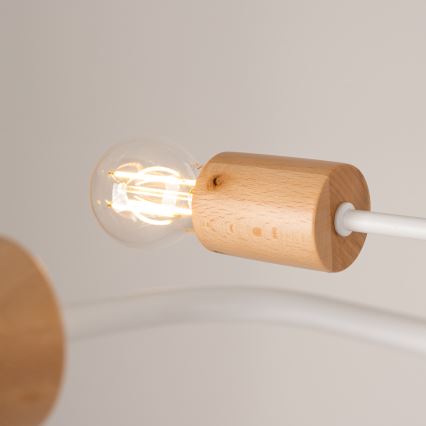 Πλαφονιέρα οροφής TIMBO 4xE27/15W/230V λευκό/μπεζ/οξιά