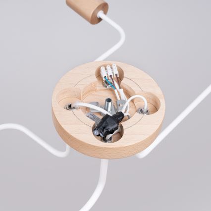 Πλαφονιέρα οροφής TIMBO 4xE27/15W/230V λευκό/μπεζ/οξιά