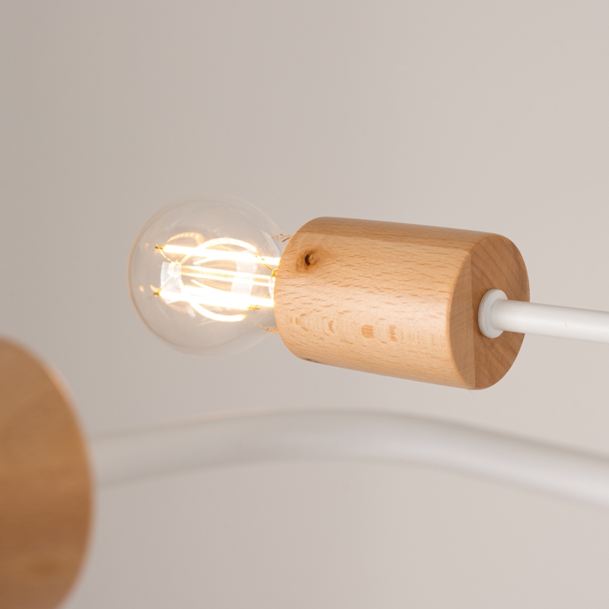 Πλαφονιέρα οροφής TIMBO 6xE27/15W/230V λευκό/μπεζ/οξιά