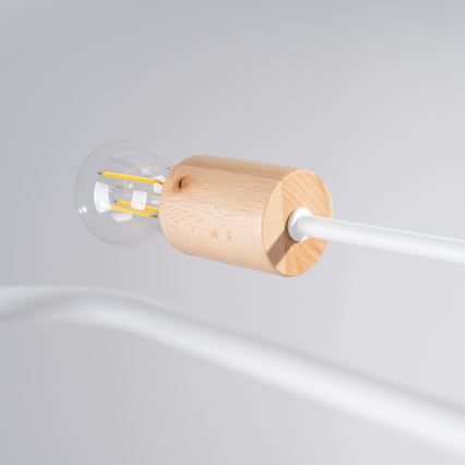 Πλαφονιέρα οροφής TIMBO 6xE27/15W/230V λευκό/μπεζ/οξιά