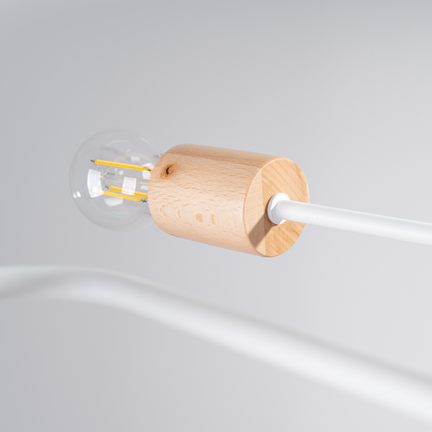 Πλαφονιέρα οροφής TIMBO 6xE27/15W/230V λευκό/μπεζ/οξιά