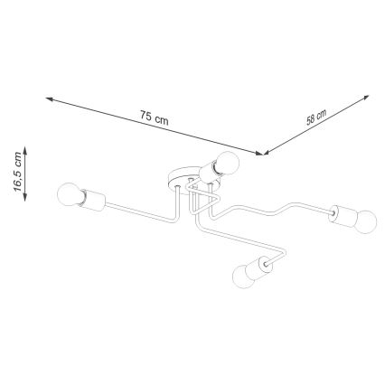 Πλαφονιέρα οροφής TIMBO 4xE27/15W/230V μαύρο/μπεζ/οξιά