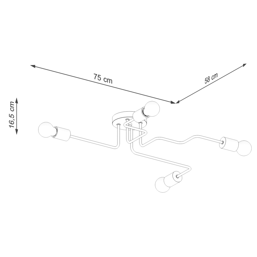 Πλαφονιέρα οροφής TIMBO 4xE27/15W/230V μαύρο/μπεζ/οξιά