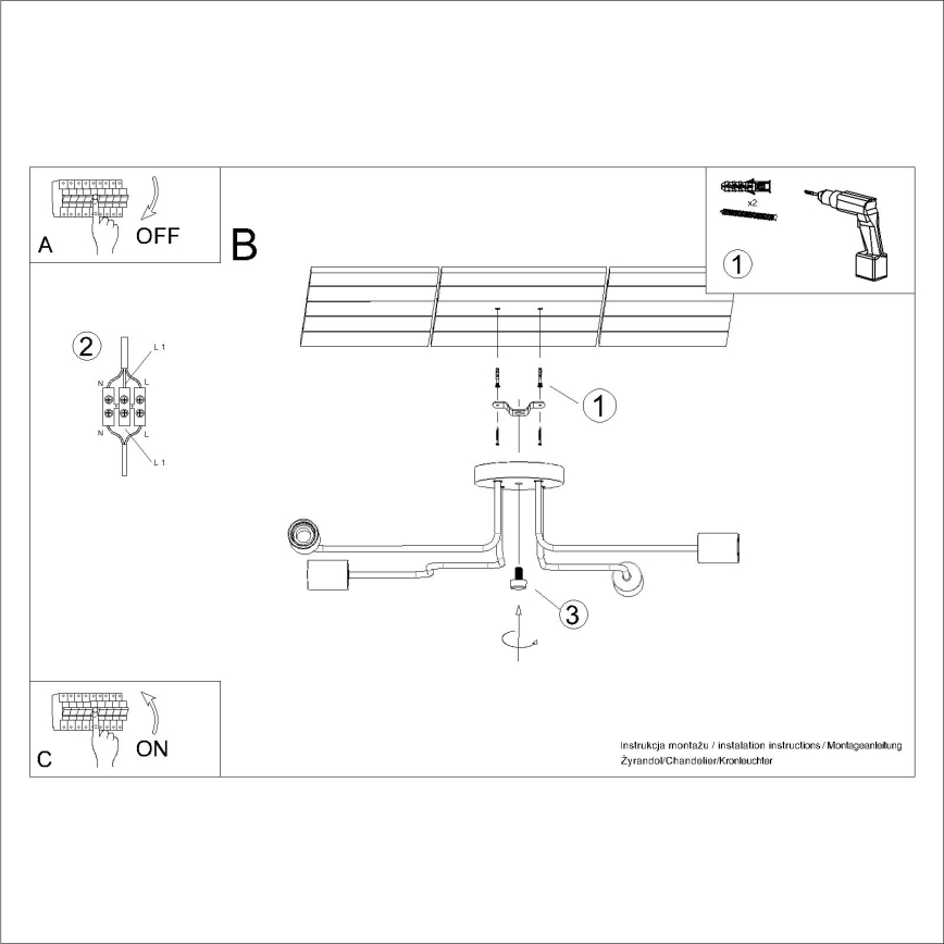 Πλαφονιέρα οροφής TIMBO 4xE27/15W/230V μαύρο/μπεζ/οξιά