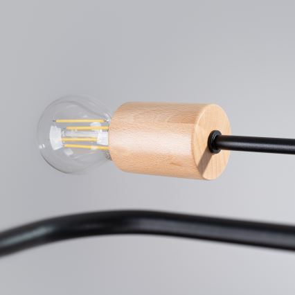 Πλαφονιέρα οροφής TIMBO 6xE27/15W/230V μαύρο/μπεζ/οξιά