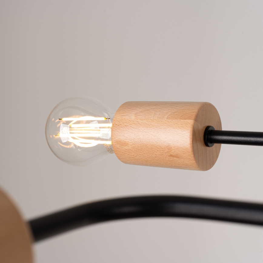 Πλαφονιέρα οροφής TIMBO 6xE27/15W/230V μαύρο/μπεζ/οξιά
