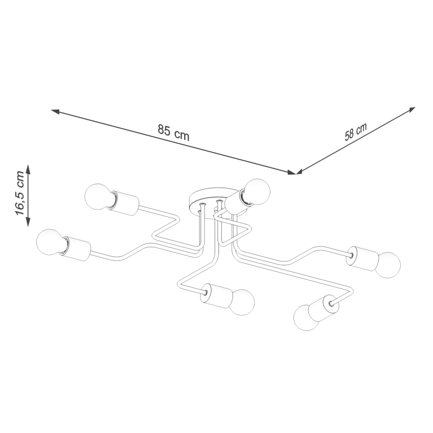 Πλαφονιέρα οροφής TIMBO 6xE27/15W/230V μαύρο/μπεζ/οξιά