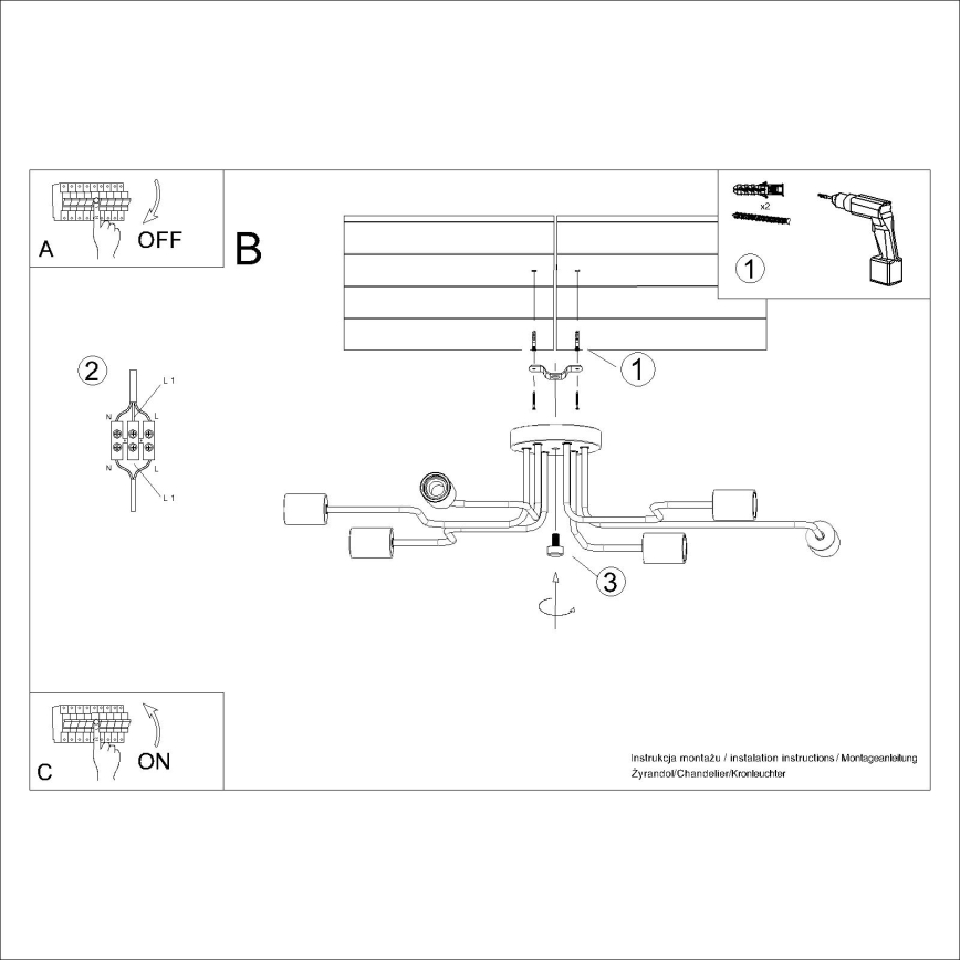Πλαφονιέρα οροφής TIMBO 6xE27/15W/230V μαύρο/μπεζ/οξιά