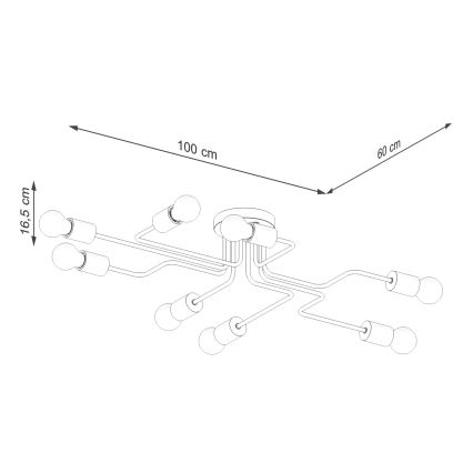 Πλαφονιέρα οροφής TIMBO 8xE27/15W/230V μαύρο/μπεζ/οξιά