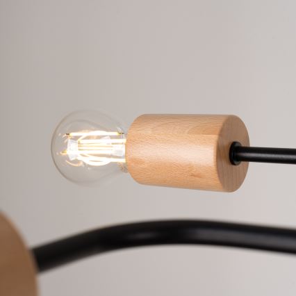 Πλαφονιέρα οροφής TIMBO 8xE27/15W/230V μαύρο/μπεζ/οξιά