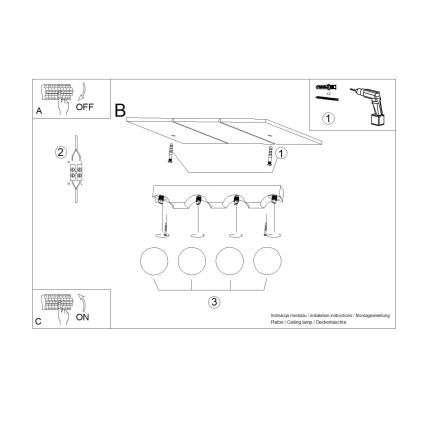 Φωτιστικό οροφής BULBO 4xG9/8W/230V οξιά/λευκό