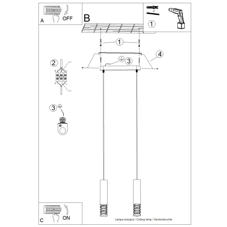 Κρεμαστό φωτιστικό οροφής LAMI 2xGU10/10W/230V λευκό