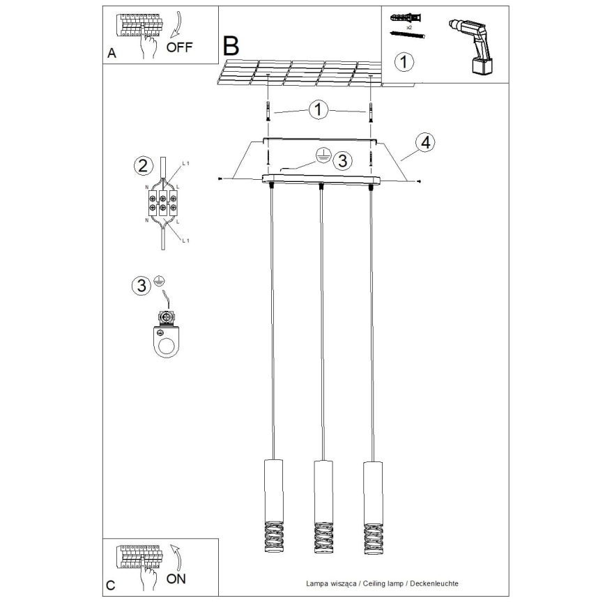 Κρεμαστό φωτιστικό οροφής LAMI 3xGU10/10W/230V λευκό