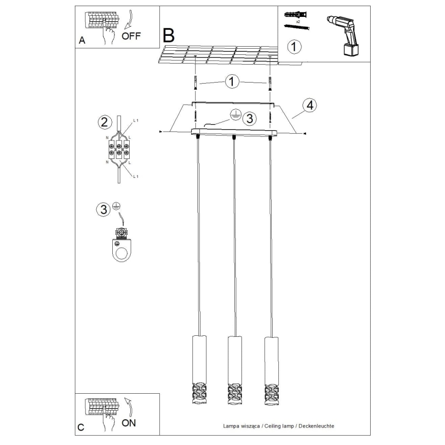 Κρεμαστό φωτιστικό οροφής LIRO 3xGU10/10W/230V λευκό
