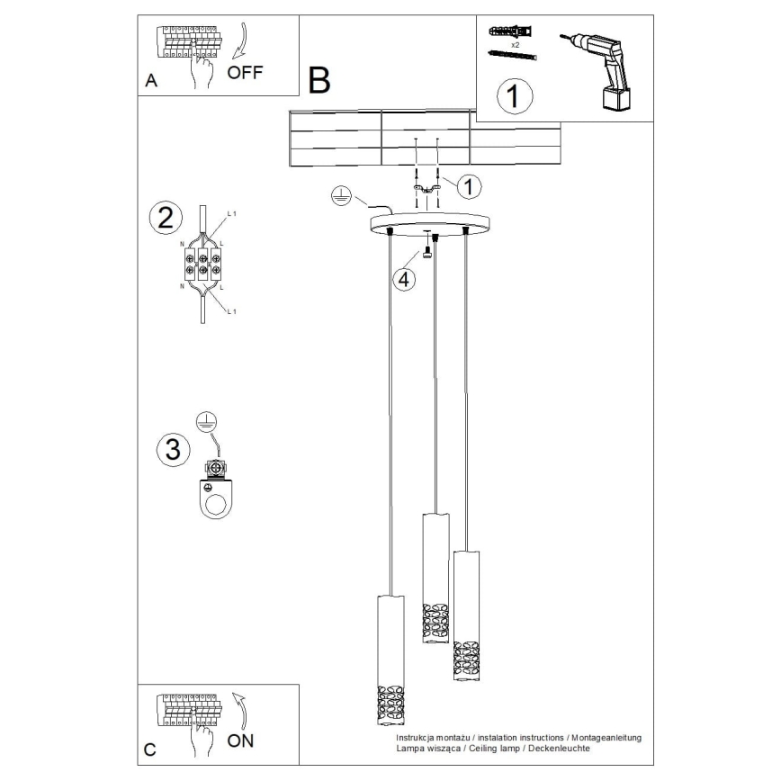 Κρεμαστό φωτιστικό οροφής LIRO 3xGU10/10W/230V λευκό