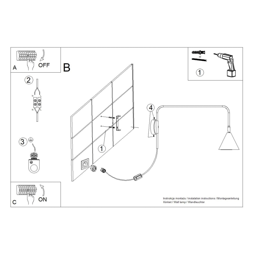 Λάμπα τοίχου NOX 1xE14/10W/230V χρυσό