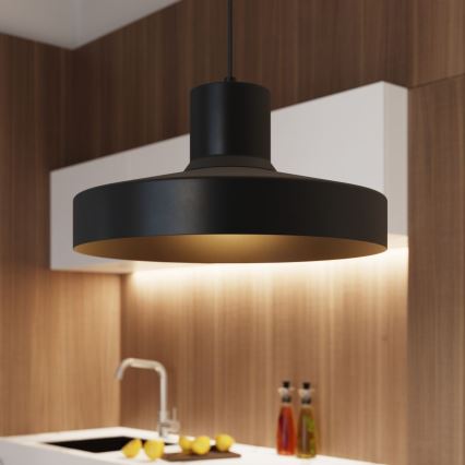 Κρεμαστό φωτιστικό οροφής BILO 1xE27/15W/230V διάμετρος 35 cm μαύρο