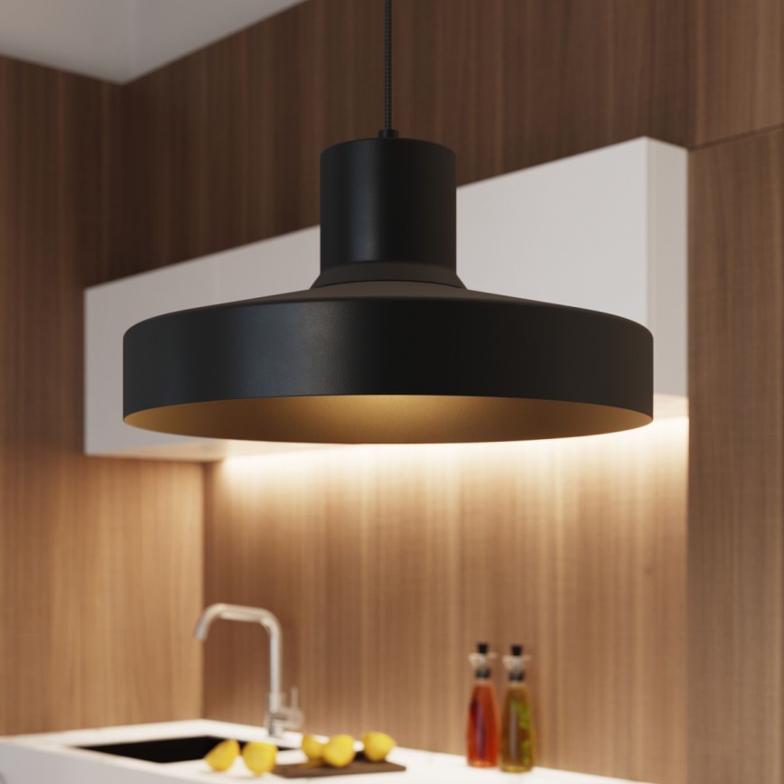 Κρεμαστό φωτιστικό οροφής BILO 1xE27/15W/230V διάμετρος 35 cm μαύρο