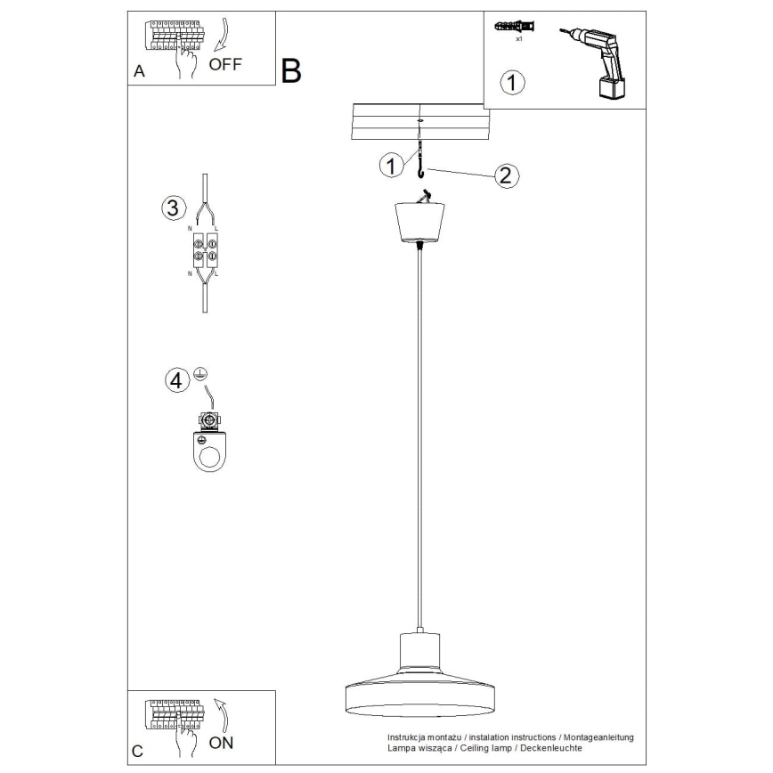 Κρεμαστό φωτιστικό οροφής BILO 1xE27/15W/230V διάμετρος 35 cm πράσινο
