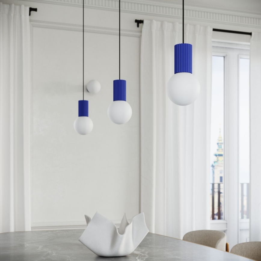 Κρεμαστό φωτιστικό οροφής HALO 1xG9/8W/230V διάμετρος 12 cm μπλε