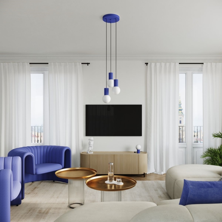 Eπιτραπέζιο φωτιστικό HALO 1xG9/8W/230V διάμετρος 12 cm μπλε