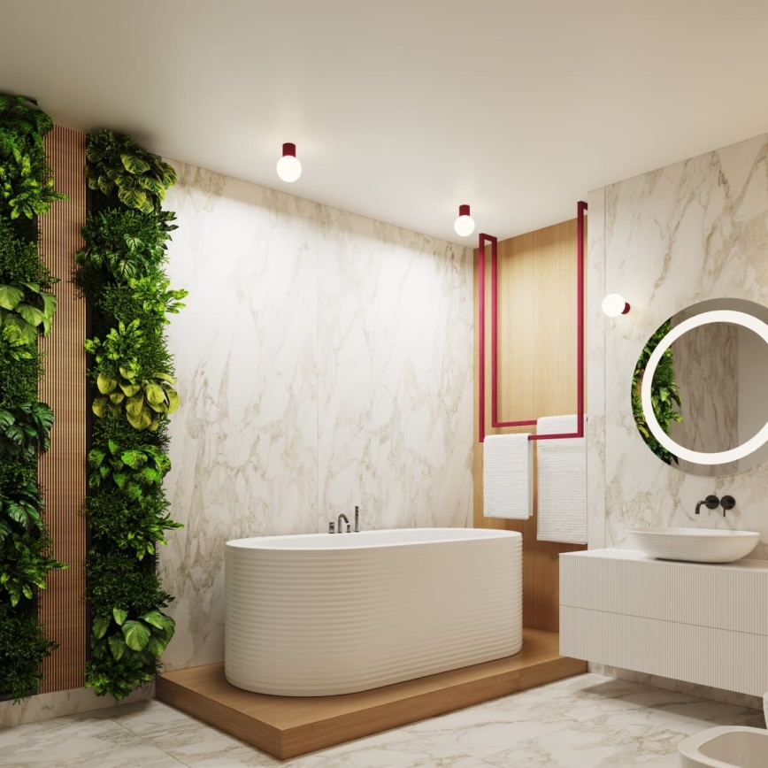 Επιτοίχιο φωτιστικό μπάνιου HALO 1xG9/8W/230V διάμετρος 12 cm IP44 κόκκινο