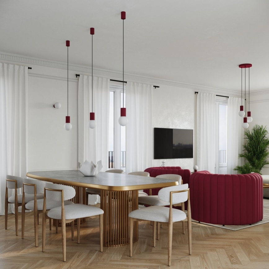 Κρεμαστό φωτιστικό οροφής HALO 1xG9/8W/230V διάμετρος 12 cm κόκκινο