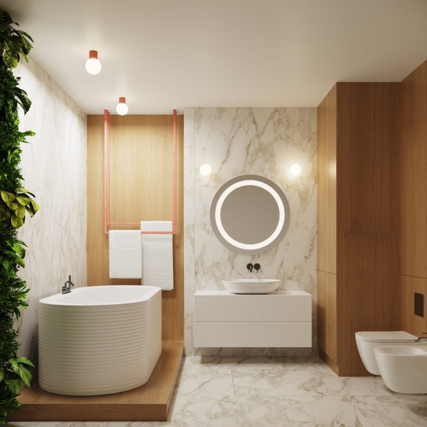 Επιτοίχιο φωτιστικό μπάνιου HALO 1xG9/8W/230V διάμετρος 12 cm IP44 ροζ