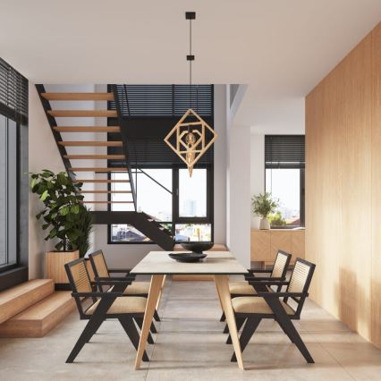 Κρεμαστό φωτιστικό οροφής CARO 1xE27/15W/230V οξιά