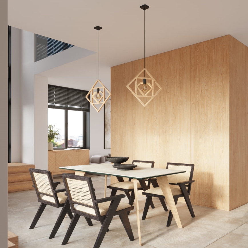 Κρεμαστό φωτιστικό οροφής CARO 1xE27/15W/230V οξιά