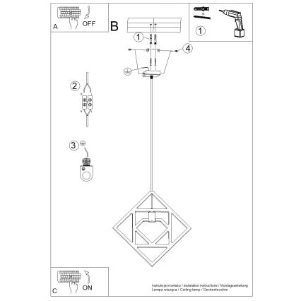 Κρεμαστό φωτιστικό οροφής CARO 1xE27/15W/230V οξιά