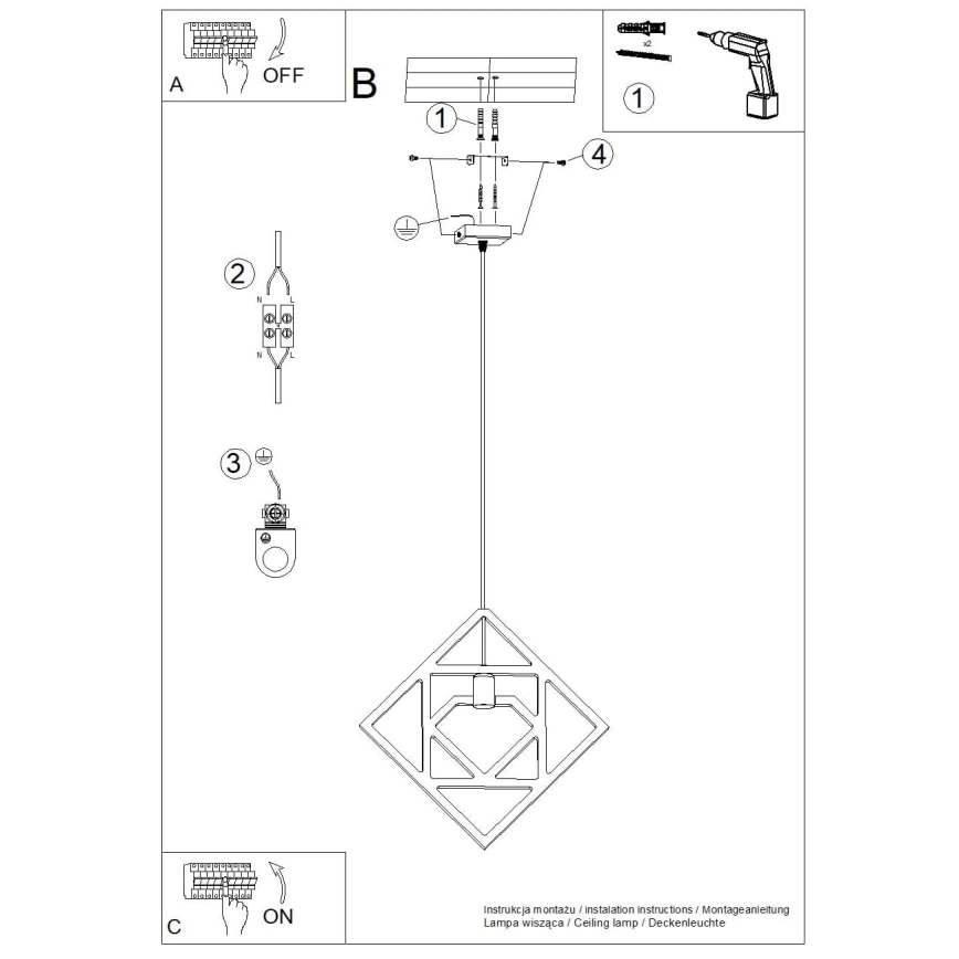 Κρεμαστό φωτιστικό οροφής CARO 1xE27/15W/230V οξιά