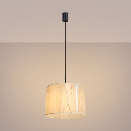 Κρεμαστό φωτιστικό με καλώδιο NEVIA 1xE27/15W/230V διάμ. 40 cm μπεζ/μαρμάρινο ντεκόρ