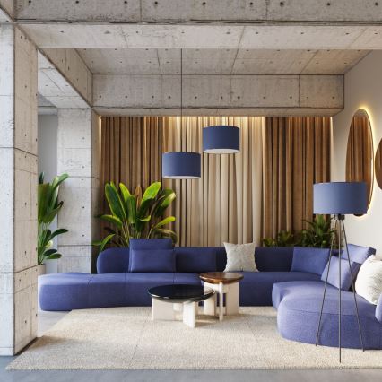 Κρεμαστό φωτιστικό NEVIA με καλώδιο, 1xE27/15W/230V, Ø 40 cm, μπλε