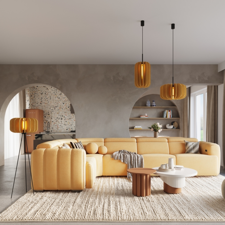 Κρεμαστό φωτιστικό με καλώδιο MULA 1xE27/15W/230V, διάμετρος 27 εκ., κίτρινο